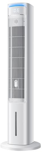 Swamp Cooler Tower Fan, Portable Air Conditioner Fan with 80° Oscillation, 3 Speeds, 4L Water Tank, 12H Timer, Ice Packs, Touch Control, for Room Office