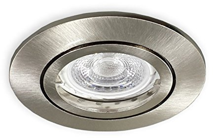 LICHT DISCOUNT LED Einbaustrahler für 68mm Lochbohrung Alu gebürstet | Dimmbare & schwenkbare Einbauleuchte | LED Decken-Spots inkl. GU10 Fassung 230V | 7,5W PA-Warmweiß 2700K | Decken-Einbauspots