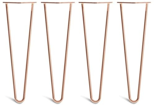 The Hairpin Leg Co. 4X Haarnadel-Tischbeine: Doppel-Schweiß Stahl, Schrauben, Anleitung, Schutzfüße. Klassischer 10mm 2 Stangen Stil. 40cm Kupfer