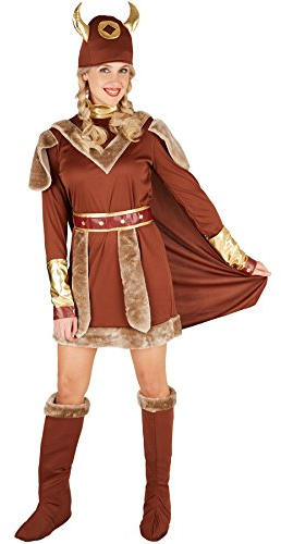 dressforfun Frauenkostüm Wikingerchefin | inkl. Gürtel + Wikinger Hut und Stiefel - und Armstulpen (XXL | Nr. 301358)