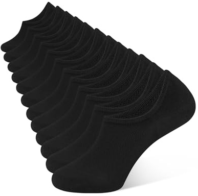 CLOSEMATE 6 Pares Calcetines Invisibles Hombre Bajos de Algodon Transpirables Cortos Verano Antideslizantes Silicona Hombres y Mujeres 6negro M