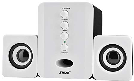Altavoz de ordenador con cable, altavoz combinado profesional para SADA, Mini USB 2.1 Altavoz con cable portátil reproductor de música bajo subwoofer para teléfono móvil PC(blanco)