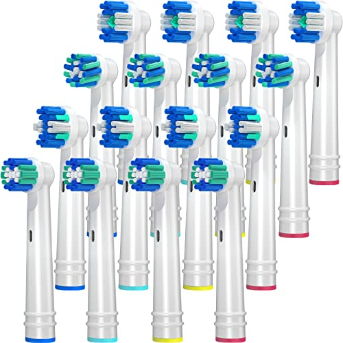 REDTRON Replacement Brush Heads Compatible with Oral B, 16Pcs Toothbrush Heads for Oral B, Works with Precision Clean, 3D White, Sensitive Clean and Floss Action