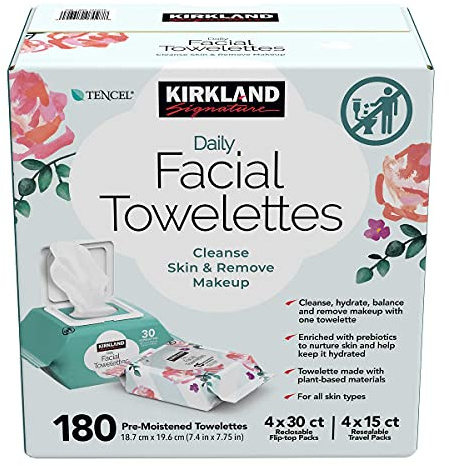 Kirkland Signature Daily Facial Towelettes, 180 Count