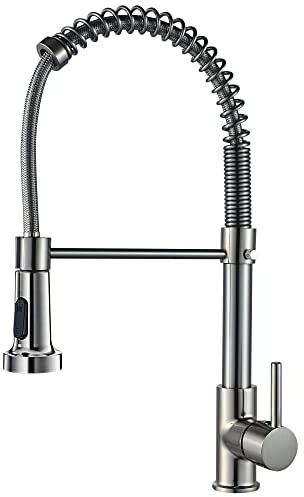 Rubinetto da cucina con molla a spirale, Miscelatore da cucina doccetta estraibile, Acqua fredda e calda girevole a 360°(nichel spazzolato)