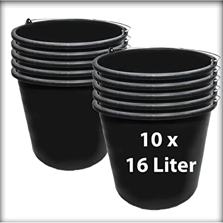10 STK. 16 l Baueimer Zementeimer Mörteleimer Eimer mit Henkel Ernteeimer Putzeimer Wassereimer