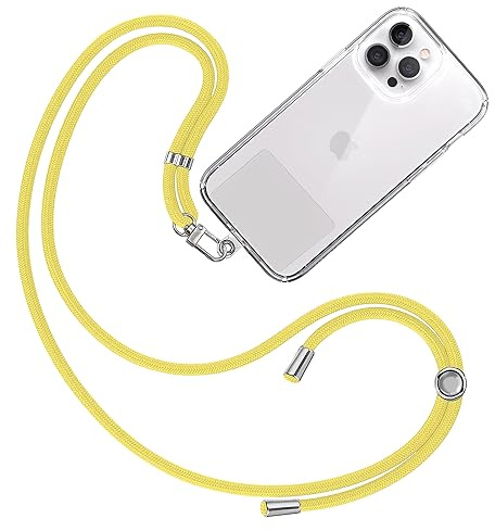 TBOC Cordón Correa Cuerda Universal [Amarillo] Colgar Funda Teléfono Móvil Cuello - Cinta Cadena Colgante Parche de Plástico - Colgador Lanyard Enganche Llavero Móviles Llaves Accesorios