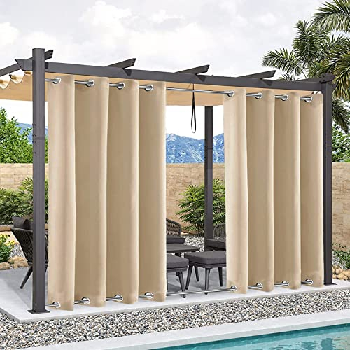Linmssd Outdoor Vorhänge Wasserdicht 190x800, wärmeisoliert Vorhänge, UV Schutz Wasserabweisend Blickdicht mit rostfreier Öse für Pavilion Balkon Garten Patio - braun