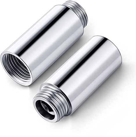 Amylove 2 Pcs Shower Head Extension Arm Stainless Steel Shower Pipe Extension 1/2pt Male to 1/2pt Female Thread Cast Pipe Fitting Coupler Adapter(2.4 Inch)