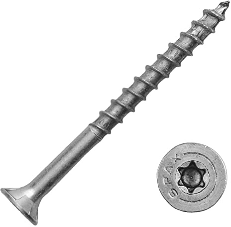 SPAX Spanplattenschrauben 6,0 x 140/68 mm mit Innensechsrund (ISR) aus Edelstahl A2 (20 Stück) von Techtanium | Spaxschrauben | Holzschrauben | Holzbauschrauben