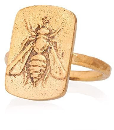 Zeus-Münzring, antiker römischer Münzring, Honigbienen-Siegelring. 24K vergoldeter antiker griechischer Silberring. Münzring aus 925er Sterlingsilber.