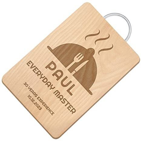 Maverton Customised Wooden Chopping Board for Man - Personalised Wooden Tray for Birthday - Kitchen Accessory for Chef - Cheese Board with Handle - Wooden Board for him - Dish