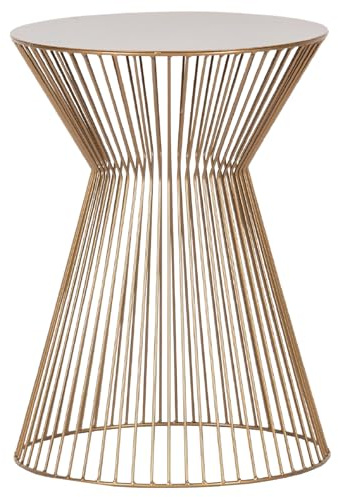 Dezain® Home - Beistelltisch Suus aus Metall – Gold | Ideal als Nachttisch, Pflanzenhocker & Telefontisch – kleiner Beistelltisch für Deko – runder Couchtisch