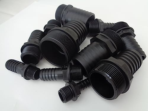 Male Hose Tail Connector Water Fitting Polypropylene BSP Fish Pond Choose Size (1-1/2 bsp Male x 40 mm)