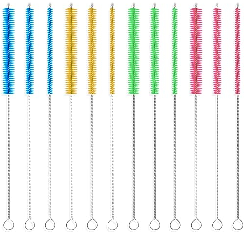 RAFIYU 12 Piezas Cepillo para Pajita, 25cm cepillos de Limpieza de Paja de Color， Cepillo Limpia biberones