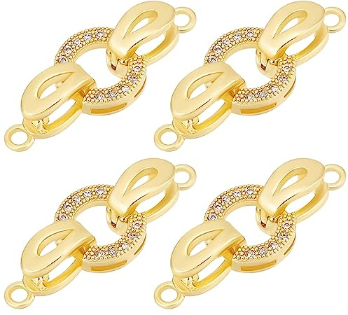 Beebeecraft 1 Box 6 Stück 18K Vergoldete Faltverschlüsse Kubische Zirkonia Ovale Verlängerungsverschluss Endkappen Für Armband Halskette Schmuck