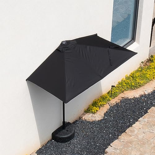 LOERSS Halbe Terrassenschirme 8,2 Fuß,Halber Terrassenschirm Für Den Außenbereich,Wand,Rechteckiger Terrassenschirm,Außenschirm Für Tischsonne,Brella-Regenschirm 4 * 8,2 Fuß,Höhenverstellbar(Black)