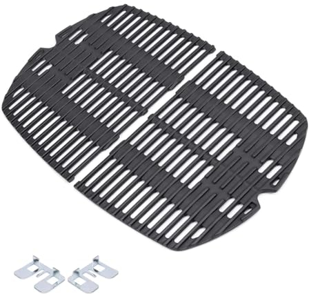 Tombili 7645 Porzellan-emaillierter Gusseisen-Grillrost für Weber Q200 Q2000 Q220 Q2200 Q240 Q260 Q2400 Serie Gasgrills passend für Weber Medium Q Parts. 7645 65811 69935 2 Stück WB Grates 7645-2