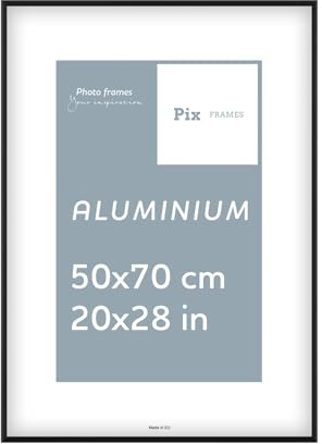 Pix FRAMES Bilderrahmen 50x70cm aus Aluminium mit Acrylglas | Fotorahmen Metall – Schwarz – Vertikal & Horizontal Aufhängbar