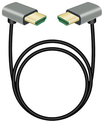 RIIEYOCA HDTV mâle à angle droit 90 degrés vers HDTV mâle à angle droit 90 degrés, 48Gbps High Speed 2.1 Cable Supports 8K@60Hz, ARC,3D for DVR, HDTVS, Roku Ultra（1M）