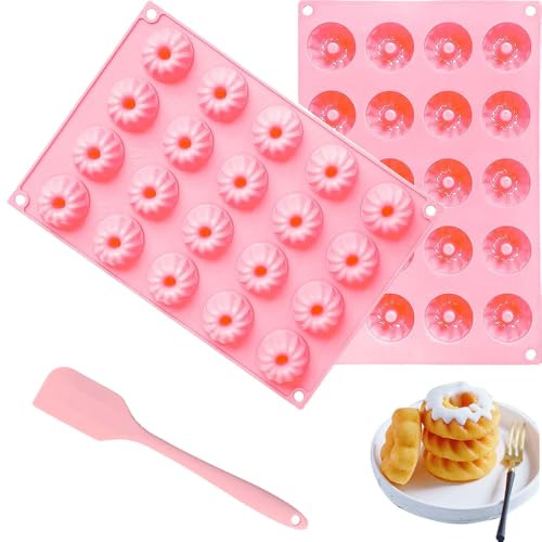 Taasmoog Mini Gugelhupfform Silikon, 2 Stück Backform Gugelhupf Kuchenform Klein Savarin Form Wiederverwendbare Muffinförmchen