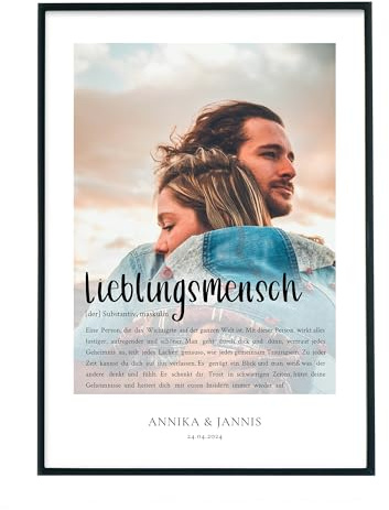 4one Pictures Jahrestag Bild mit Foto - Personalisiertes Geschenk zum Jahrestag, Valentinstag, Geburtstag, Weihnachten für Frau, Mann, Paar Liebesgeschenk. Erinnerung Hochzeit (3. Lieblingsmensch)