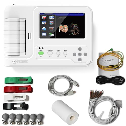 HNBYLMM ECG Monitor, Portable 12 Leads 7 LCD Touch Screen Digital Equipment Digital 6-channel Electrocardiograph ECG Machine EKG Machine with Software