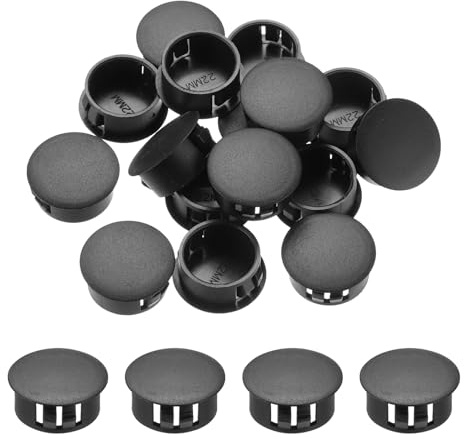 QUARKZMAN 32Pcs 20mm Noir Bouchon de Trou en Plastique, Bouchons de Trou de Panneau de Type Encastré Embouts d'Insertion pour Tubes de Trou de Verrouillage Armoire de Meubles