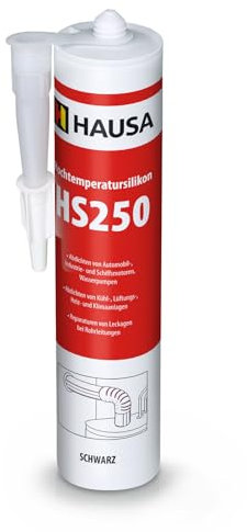 Hausa HS250 Profi Hochtemperatur Silikon schwarz 1 x 300ml Kartuschen Dichtmasse +305°C Dichtstoff zum Kleben Abdichten von Öfen Kochfeldern Motoren dauerelastisch Öl-, Benzin- & Hitzebeständig