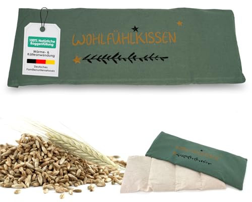 heimtexland ® Roggen Kammer Körnerkissen XL 20x48 cm Kälte- und Wärmekissen 100% Baumwolle Typ752 Grün - Wohlfühlkissen
