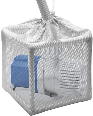 Catcan Sac filtrant pour pompe de bassin de 25,4 cm, sac en maille anti-encrassement avec support de montage carré pour la plupart des pompes (gris)