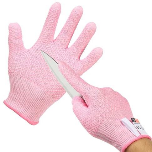 PATIKIL Cut Resistant Gloves, Level 5 Protection Cutting Gloves Anti Cut Kitchen Work Glove for Mandolin Slicing Oyster Shucking Whittling Wood Carving, Pink, Medium