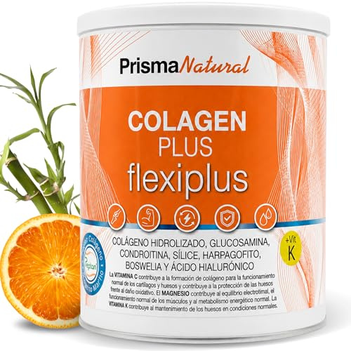 Colágeno Hidrolizado en Polvo - Colagen Plus Flexiplus 300 gr - Glucosamina, Condroitina, Magnesio, Vitamina C – Complemento Alimenticio – Apoyo a Articulaciones, Huesos y Músculos – Prisma Natural