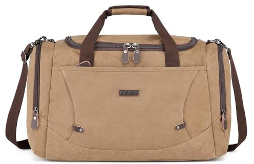 Bagwise Canvas-Duffel-Bag für Reisen – Wasserabweisende Weekender-Tasche, Handgepäck, Sport- und Reisetasche für Damen und Herren (Camel)