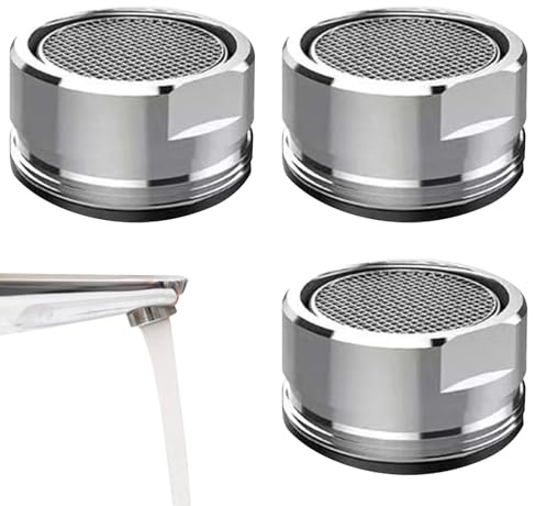 3 Pcs Faucet Tap Aerator M24 Kitchen Tap Spray Head 24Mm Faucet Filter Replacement Parts Faucet Aerator with Rubber Gasket for Kitchen Sink, Bathroom, Restaurant, Public (3, Silver)