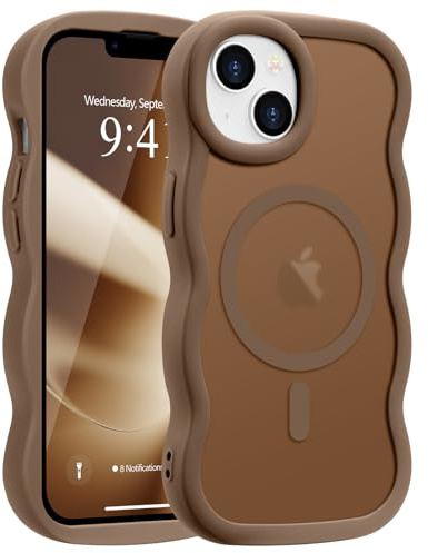 Pepmune für iPhone 14/13 Hülle Kompatibel mit MagSafe, Gold | Wellen Design TPU Bumper Stoßfest Schutzhülle. Magnetisch Handyhülle. Durchscheinend Silikon Case.