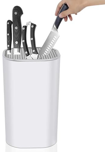 Food-safe knife block, knife block without knife, removable knife holder with water drain, multifunctional knife holder for chef's knives, bread knives, vegetable knives, fruit fair (Baise)