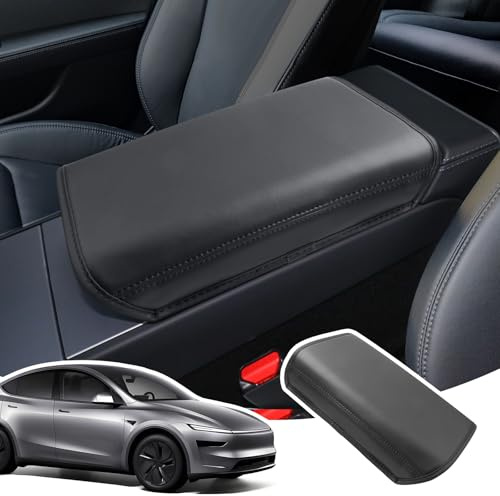 LANGBEAN Copribracciolo per Tesla Model Y Juniper 2025 2026 2027 | Copertura Protezione per Bracciolo Console Centrale, Materiale Pelle PU, Accessori Alzare il Bracciolo, Nero