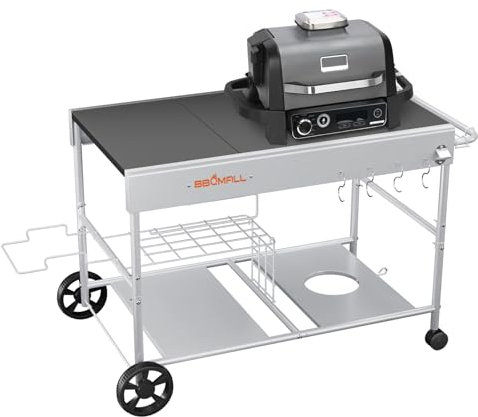 GFTIME Carrello per pizza migliorato per Koda/Karu/Fyra 16 & 12, 128 x 64 x 78 cm, carrello da cucina, carrello da portata per Ninja Woodfire, Blackstone Griddle, carrello per Weber serie Q