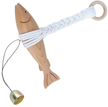 Xinsheinelry Holz-Fisch-Anhänger, Türklingel, hängende Glocke, Ornament mit Glocken, Haustür, Glocken für Heimdekoration und Kunst