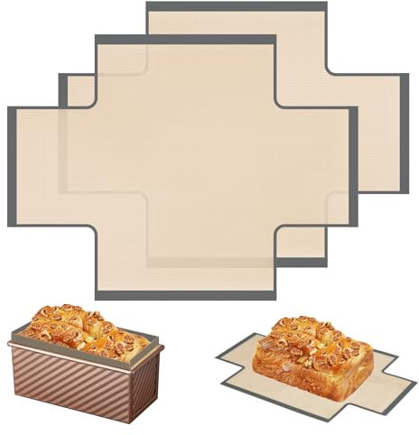 Fodera riutilizzabile in silicone per pane e pagnotta, antiaderente e facile da pulire, adatta per teglie da forno per alimenti, ideale per padelle da 22,9 x 12,7 cm o 0,7 kg (2 pezzi)