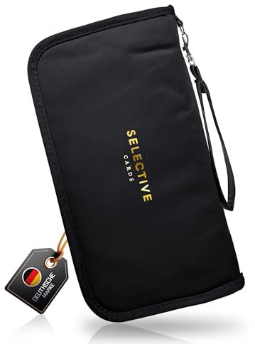 Selective Cards Reisepass Tasche Wasserabweisend,Passport Holder,Reiseorganizer mit RFID-Blocker, Tragbare Reisepasshülle Ausweistasche für Damen und Herren (Black)