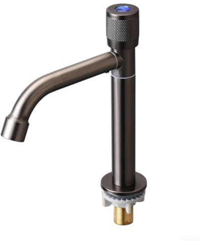 Robinet d'évier à eau froide uniquement, buse d'eau rotative à 360°, en acier inoxydable, pour tuyau d'entrée G1/2, pour la maison et l'extérieur (S, gris)