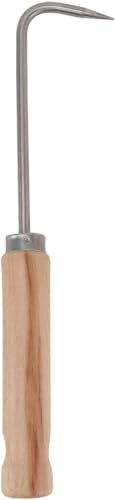 Gancio a artiglio singolo, in acciaio al manganese, per rimuovere le radici con manico in legno, strumento per diserbo da giardino per scavare e diserbare, colore: cachi