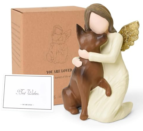 Schäferhund Schutzengel Engel Hund Statue, Andenken an Verstorbenen Hund | Erinnerung Hund Schäferhund Figurine, Geschenk für Hundebesitzer, Gedenkgeschenke für Freundschafts