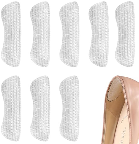 OUDQFCJ 8 Paires de Protège-Talons en Silicone, Coussins pour Talons, Prévention des Frottements et Glissements, Confort pour Hommes & Femmes - Unisexe (Transparent)