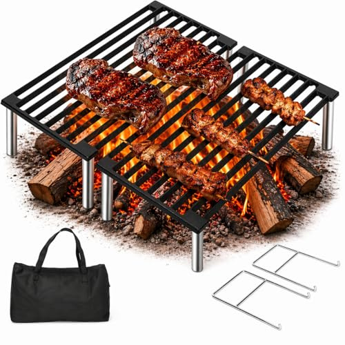 Denmay 40,6 x 40,6 cm Tuscan grill grillgaller, kolgrill hopfällbar grill bordsgrill, hopfällbart grillgaller med bärväska och handtag, BBQ Gills utomhus grillgaller för trädgårdsfester, picknick