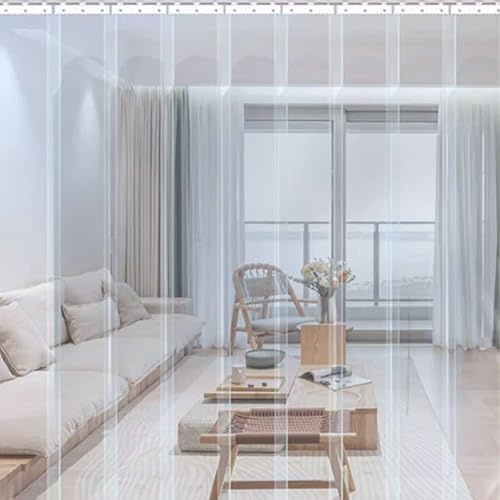 Cammeciso Rideau lamelles Transparent Porte,Rideau Industriel à lanières,PVC Store verticaux Suspendre congélateur,avec Accessoires,Imperméable,Anti-poussière,Coupe-Vent,pour Garage,Maison