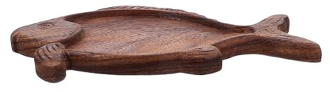 ABOOFAN Walnut Fish-Shaped Wooden Platter Sushi Serving Tray Appetizer Plate for Japanese Style Party Restaurant Catering