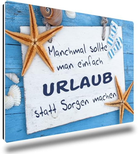 TRIOSK Kühlschrankmagnete Motivation Sprüche Magnet Urlaub Maritim lustig mit Spruch Anstatt Sorgen Geschenk für Urlaubsliebhaber Büro Küche Kühlschrank stark eckig groß 85x55 mm